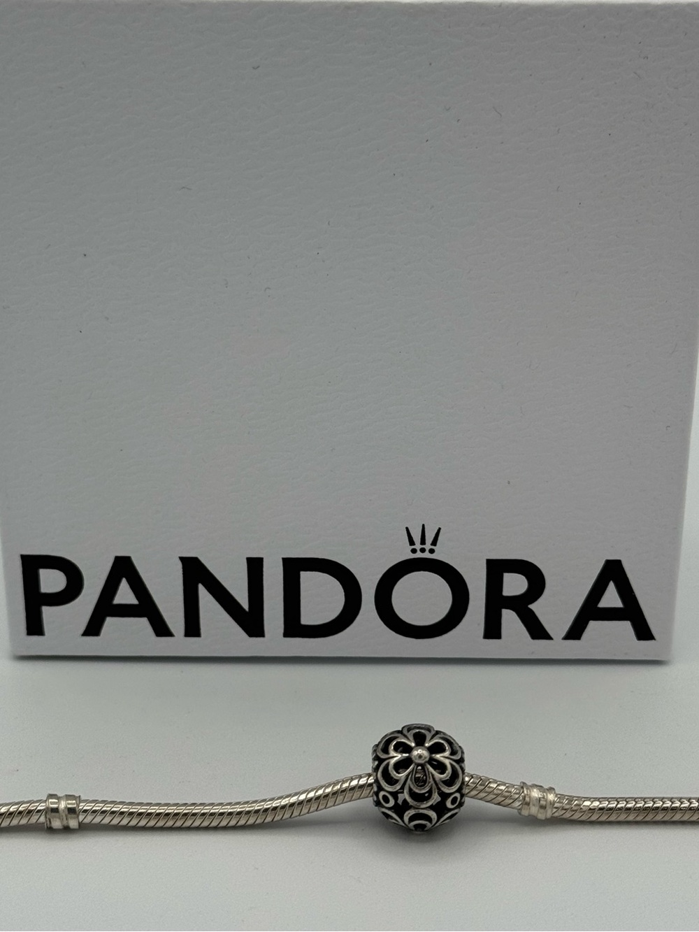 Pandora Picking Daisies Charm Floral Filigree Silver Bead Retired No Box
